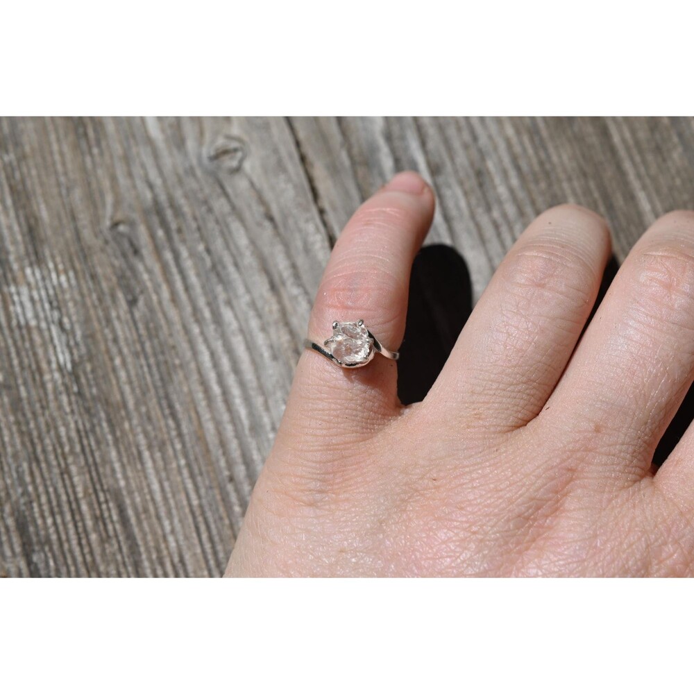 Engagement ring Sterling Silver Lake County Diamond Ring, Rough Raw Diamond , Un